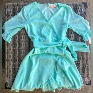 GB Girls Ruffle Sleeve Tie-Waist Dress